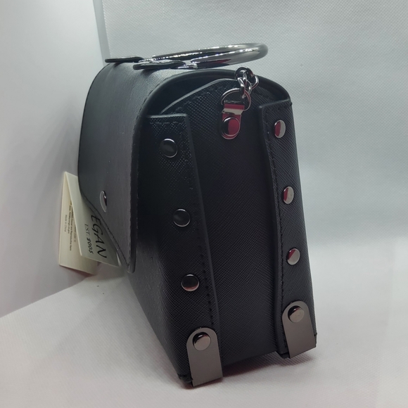 Vegan Black Box Flap Crossbody - Picture 2 of 3